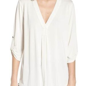 Lush Ivory 3/4 Sleeve Shirt Tab Sleeve